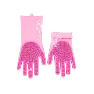 Magic Silicone Gloves With Wash Scrubber Pink 170g