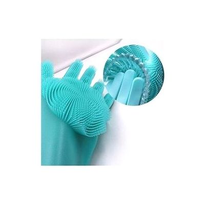 2-Piece Silicone Cleaning Gloves Blue
