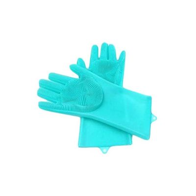 2-Piece Silicone Cleaning Gloves Blue