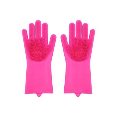 Pair Of Silicone Gloves Pink 35x8x3centimeter