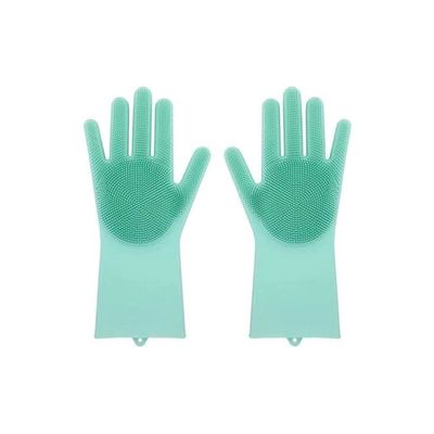 Magic Silicone Glove With Wash Scrubber Green 50g