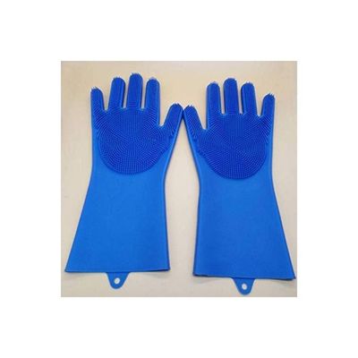 2-Piece Reusable Silicone Gloves Set Blue 25x6inch
