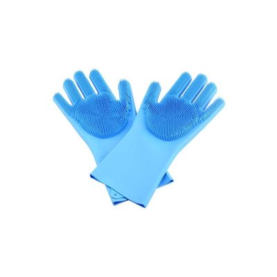 Silicone Gloves With Wash Scrubber Blue