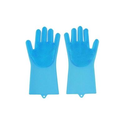 Silicone Scrubber Cleaning Gloves Blue 357x165millimeter