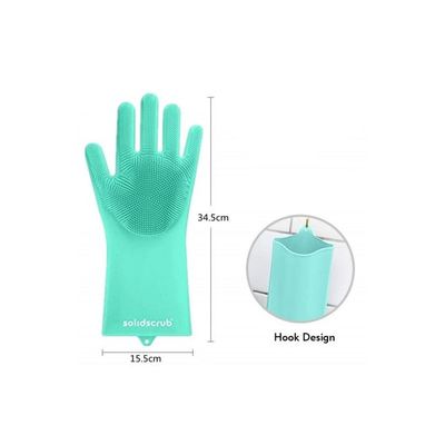 2-Piece Silicone Cleaning Glove Light Green 190g