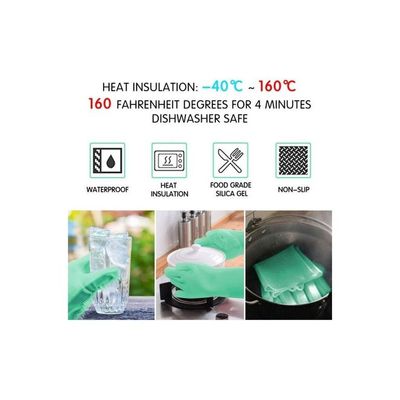 2-Piece Silicone Cleaning Glove Light Green 190g