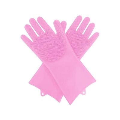 Pair Of Silicone Gloves Pink 30x6x3centimeter