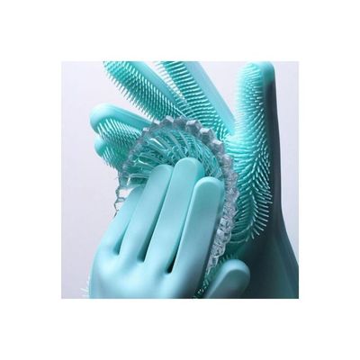 Reusable Rubber Cleaning Gloves Blue 10 x 4.5 x 1inch