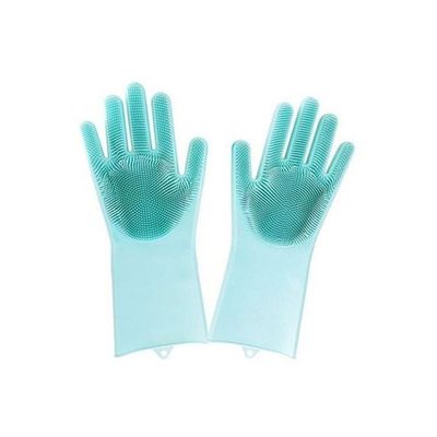 Reusable Rubber Cleaning Gloves Blue 10 x 4.5 x 1inch