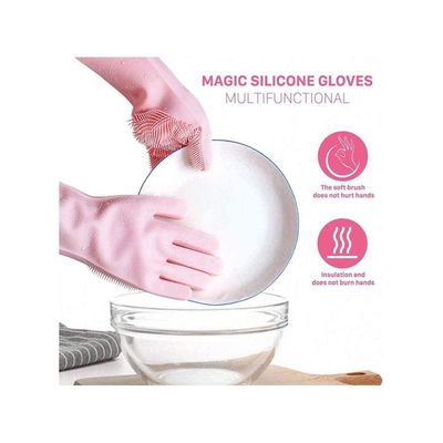 Magic Dishwashing Cleaning Sponge Gloves Pink 300g