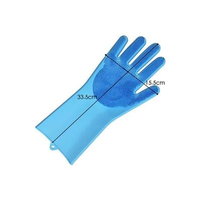 Pair Of Scrubber Gloves Blue 33.5x15.5cm