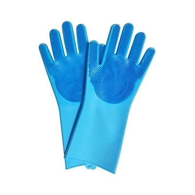 Pair Of Scrubber Gloves Blue 33.5x15.5cm