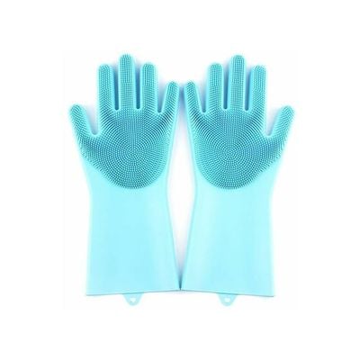 2-Piece Magic Silicone Scrubbing Gloves Set Turquoise One Size