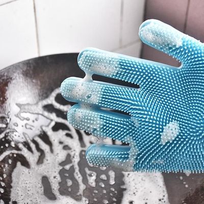 2-Piece Magic Silicone Scrubbing Gloves Set Turquoise One Size