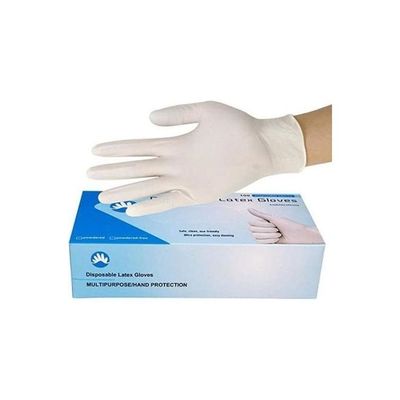 High Quality Disposable Latex Hand Gloves | Medium | 100 PCs In 1 Box White Medium