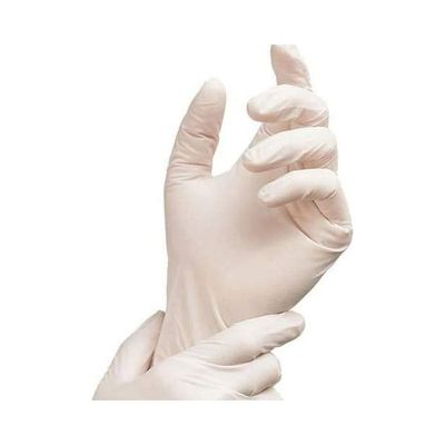 High Quality Disposable Latex Hand Gloves | Medium | 100 PCs In 1 Box White Medium