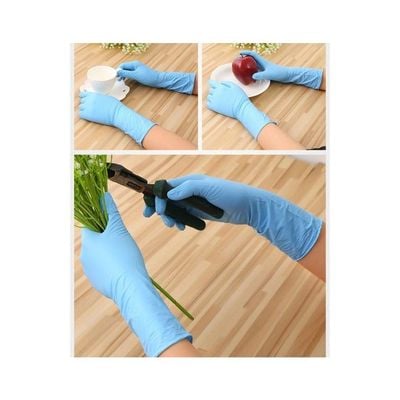 100-Piece Industrial Rubber Gloves Sky Blue M