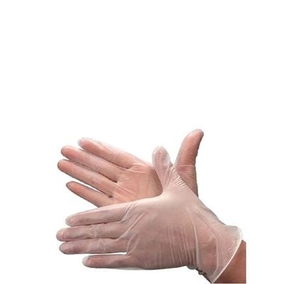 100-Piece Disposable Vinyl Hand Gloves Clear L