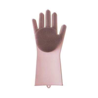 2-Piece Silicone Dishwashing Glove Pink 10centimeter