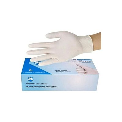 High Quality Disposable Latex Hand Gloves | Large | 100 PCs In 1 Box White Large