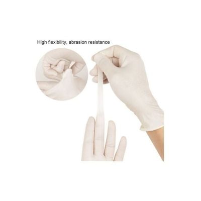 50-Piece Latex Disposable Gloves White S