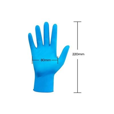 Portable Waterproof Anti-Slip Single Use Nitrile Glove Blue 22centimeter