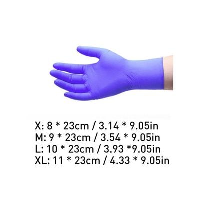 Pair Of 100 Industrial Nitrile Powder Free Disposable Gloves Purple M