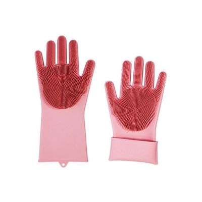 2-Piece Dishwashing Gloves Pink 15x10x6centimeter