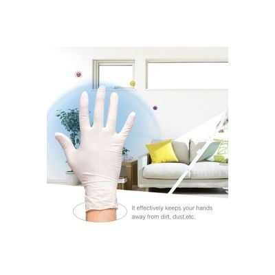 100-Piece Disposable Latex Hand Gloves White 22x6.80x12centimeter