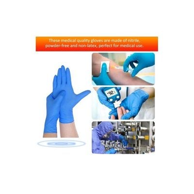 100-Piece Disposable Nitrile Gloves Blue 24cm