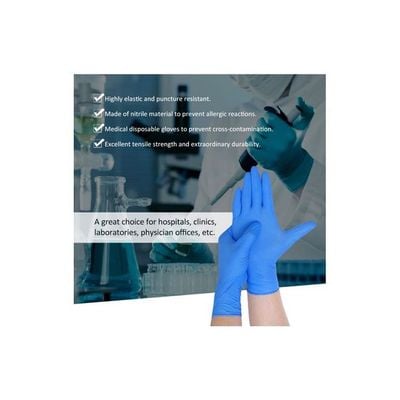 100-Piece Disposable Nitrile Gloves Blue 24cm