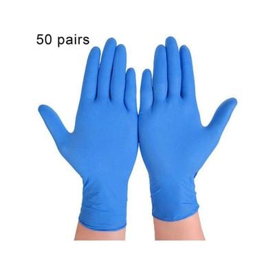 Pack Of 50 Nitrile Disposable Gloves Blue