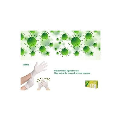 100-Piece Disposable Latex Hand Gloves Medium White