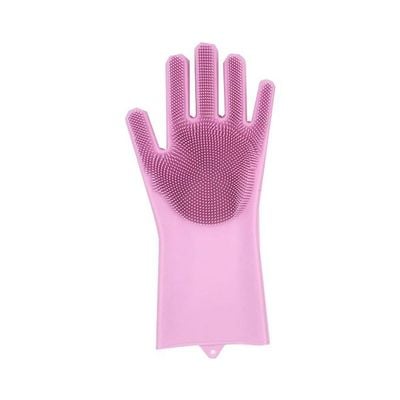 Anti-slip Heat Resistant Cleaning Gloves Pink 34centimeter