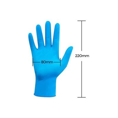 Portable Waterproof Anti-Slip Single Use Nitrile Glove Blue 22centimeter