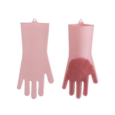Pair Of Anti-Slip Waterproof Cleaning Gloves Pink 230 x 30millimeter