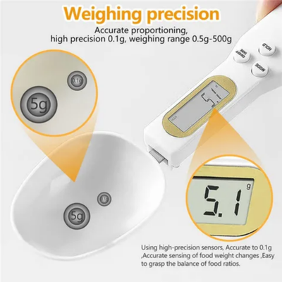 Electronic Digital Kitchen Lab Gram Measuring Spoon Weighing Scale White 500ml