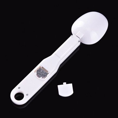 500g/0.1g Energy Saving Large Screen Display Portable Electronic Food  Spoon Scale White