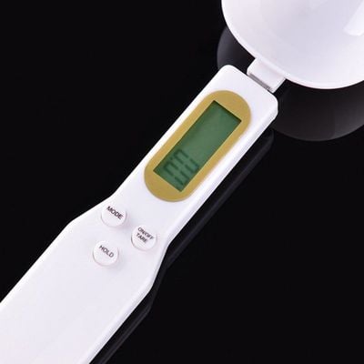 500g/0.1g Energy Saving Large Screen Display Portable Electronic Food  Spoon Scale White