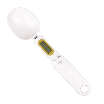500g/0.1g Energy Saving Large Screen Display Portable Electronic Food  Spoon Scale White