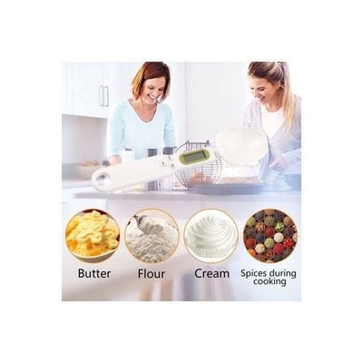 LCD Digital Kitchen Measuring Spoon White/Yellow/Grey 25x8.5x2.5centimeter