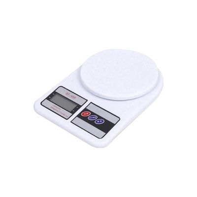 Electronic Digital Kitchen Scale 10Kg/1G A Timer And Clock White
