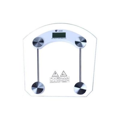 Tempered Glass Digital Bathroom Scale Clear/White