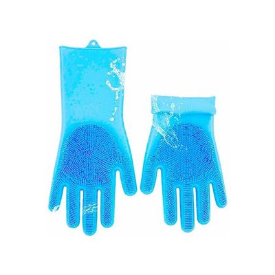 Magic Silicone Dishwashing Gloves Light Blue 30 x 12 x 1cm