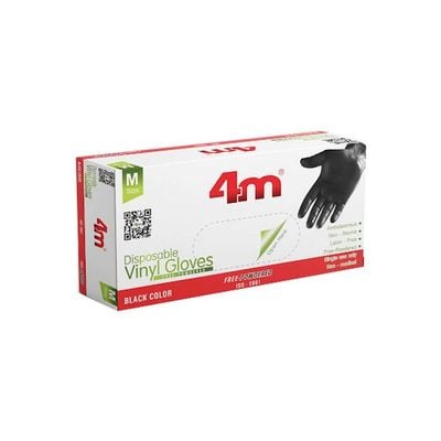 80-Piece Disposable Vinyl Gloves Black M