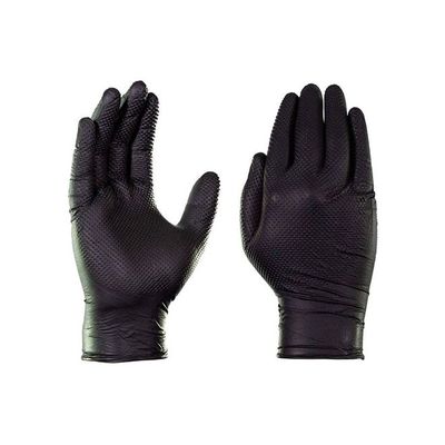 Pair Of 50 Diamond Texture Disposable Gloves Black One Size