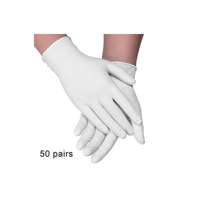 Pack Of 50 Nitrile Disposable Gloves White