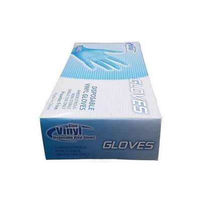 55-Piece Vinyl Free Gloves Blue Medium