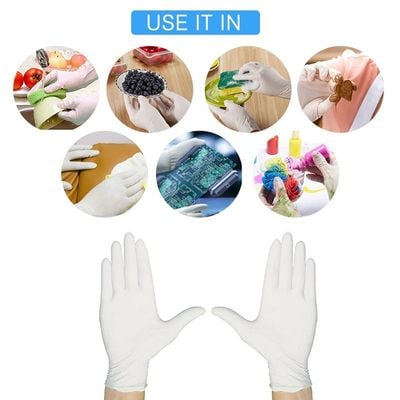 100-Piece Disposable PVC Powder Free Gloves For Home Restaurant Kitchen Catering Food Process Use White 22.00X6.80X12.00cm