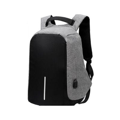 Anti Theft Backpack For Laptop With USB Charging Port Black/Grey